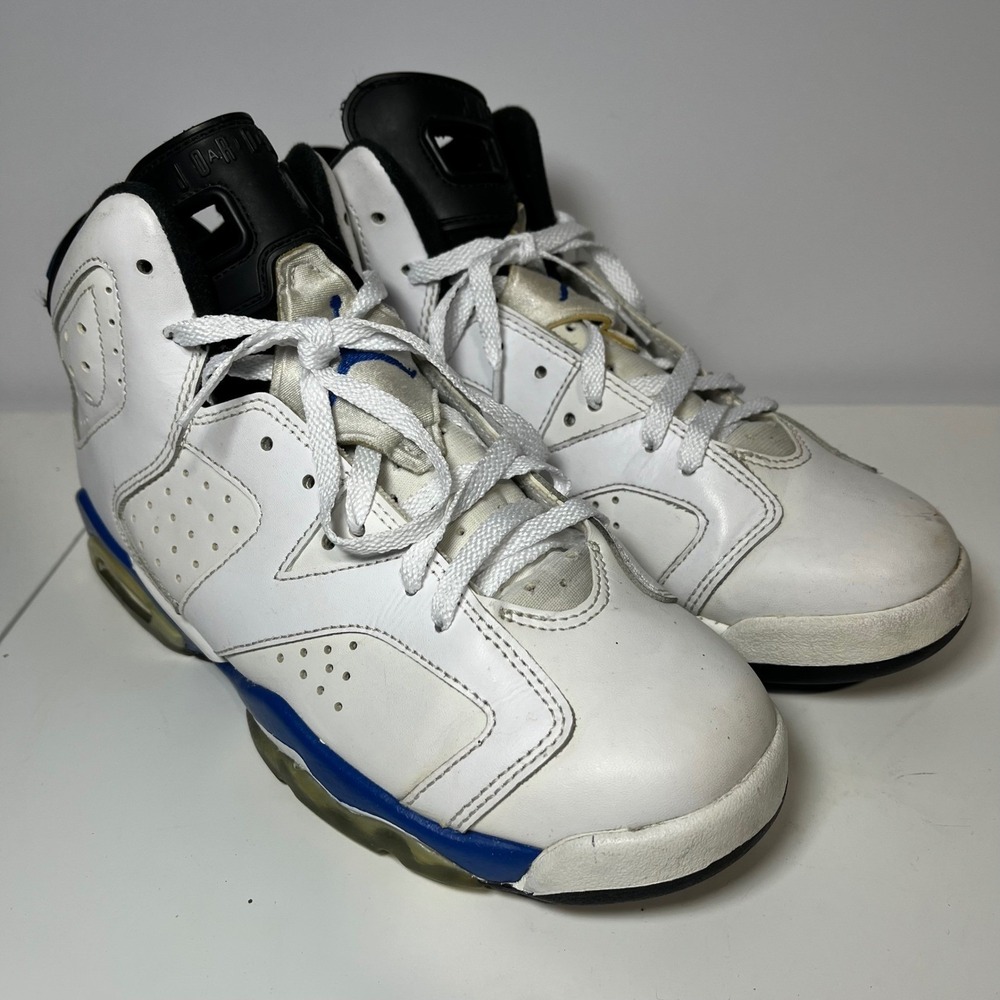 Nike Air Jordan 6 Retro Sport Blue White Kids 6.5Y 384665-107 Basketball Shoes
